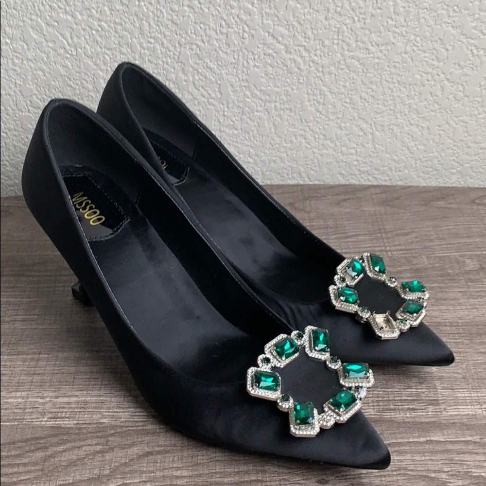 CAMSSOO Women’s Rhinestone Closed Pointed Toe S.8